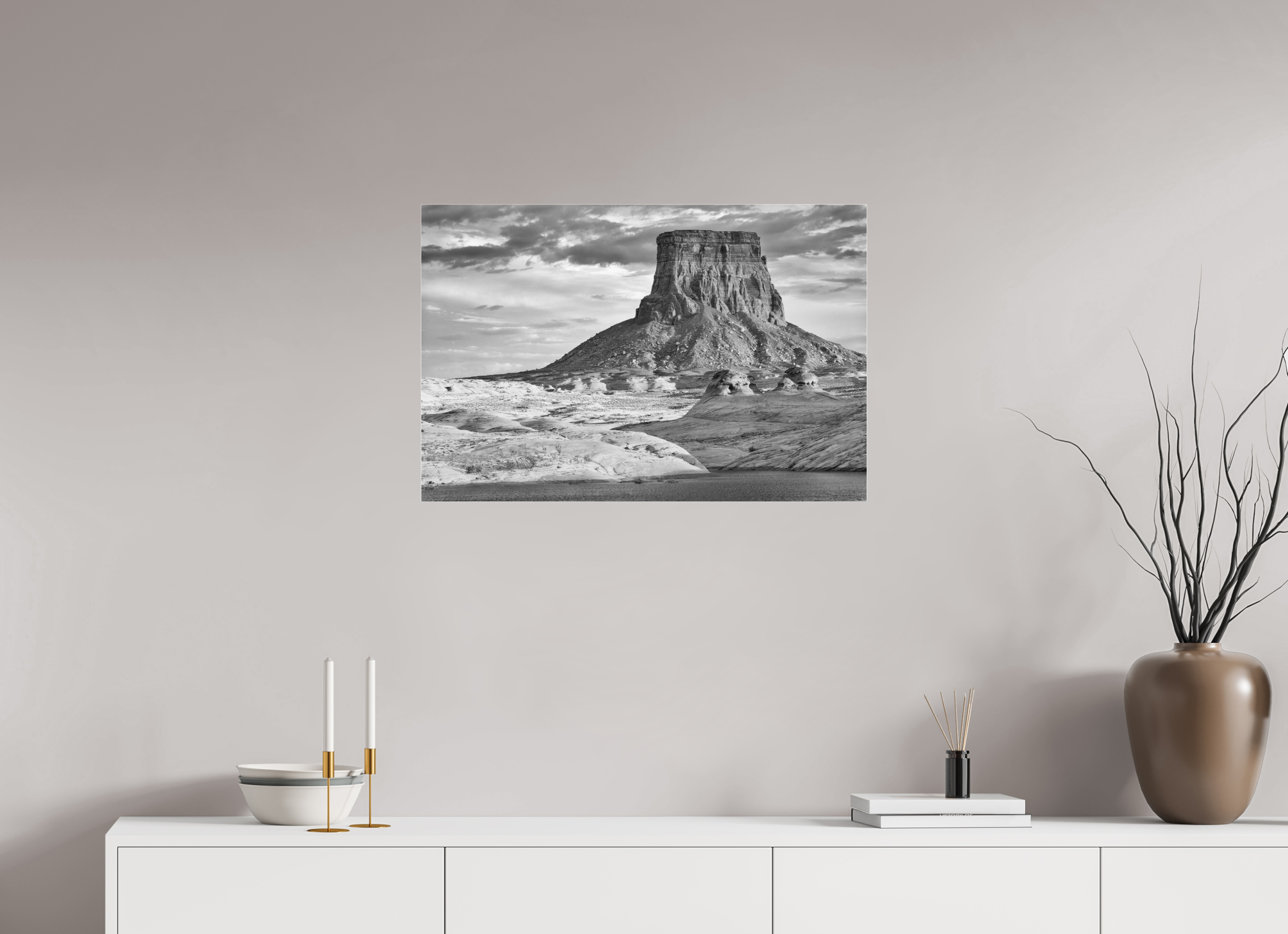 30 x 20″, Ilford B&W Under Acrylic: matte Last Light, Lake Powell