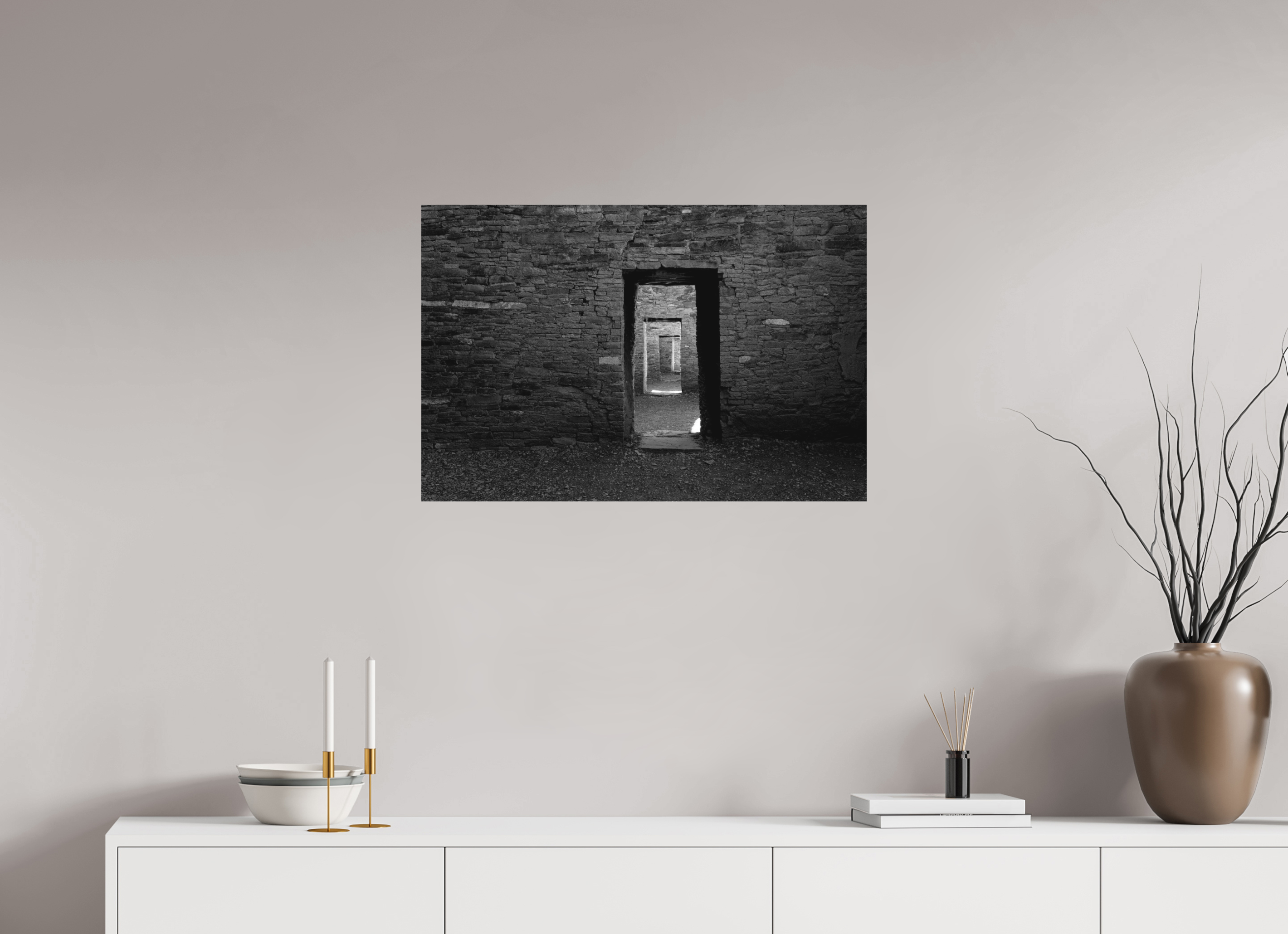 30 x 20″, Ilford B&W Under Acrylic: glossy Five Rooms of Time