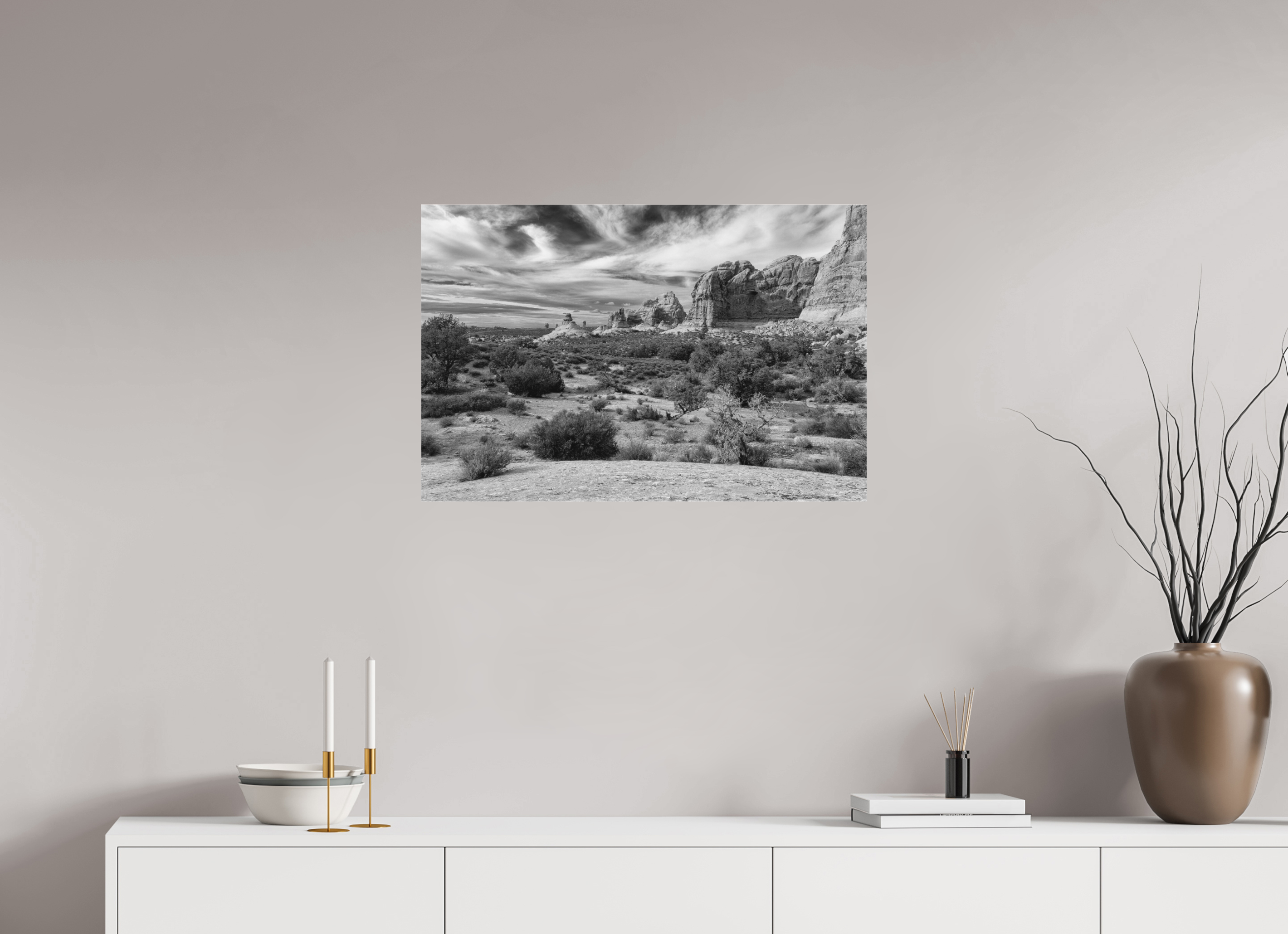 30 x 20″, Ilford B&W Under Acrylic: matte Light Across the Ancient Stone