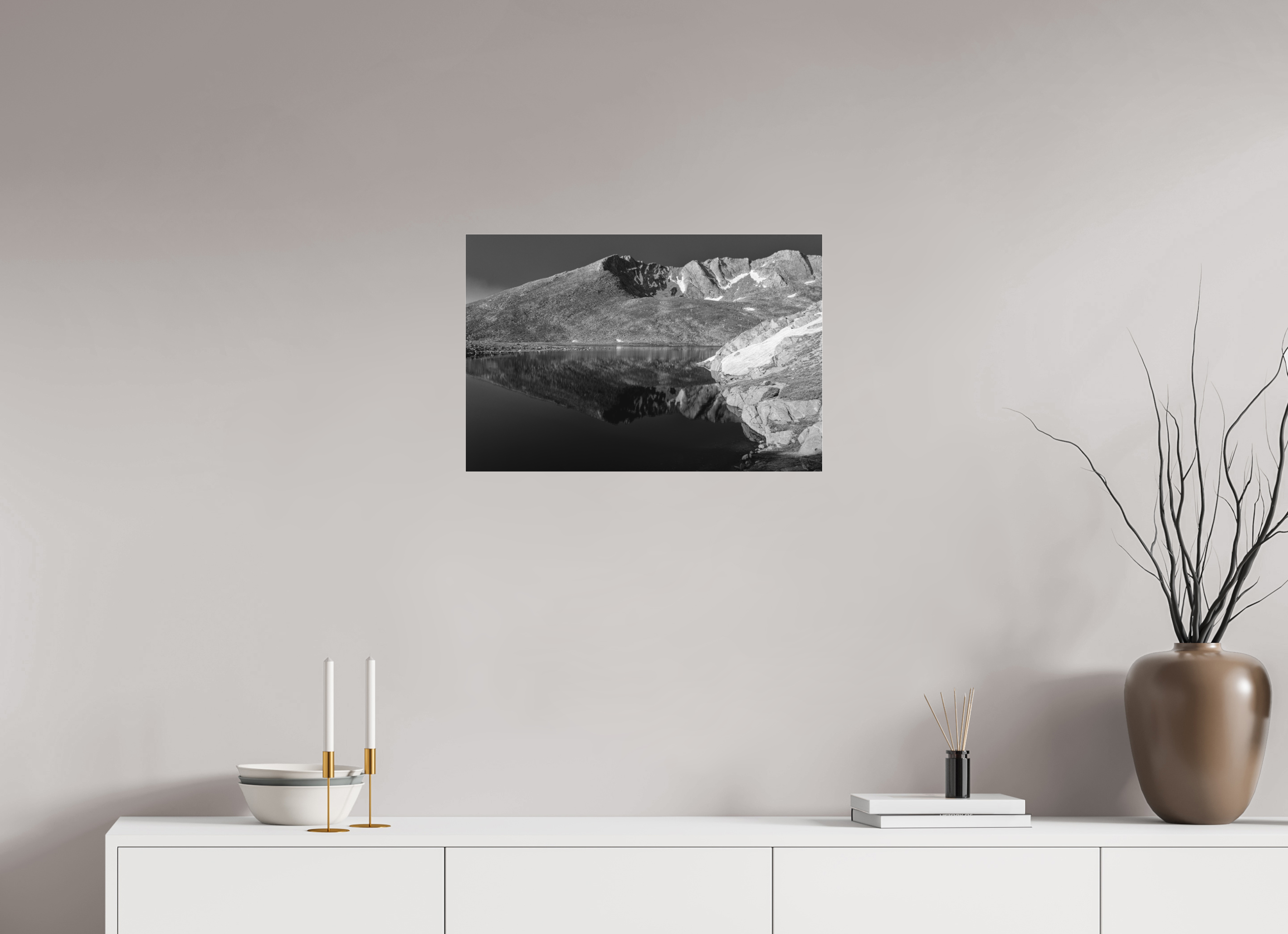 24 x 16″, Ilford B&W Under Acrylic: glossy Echo of the Summit