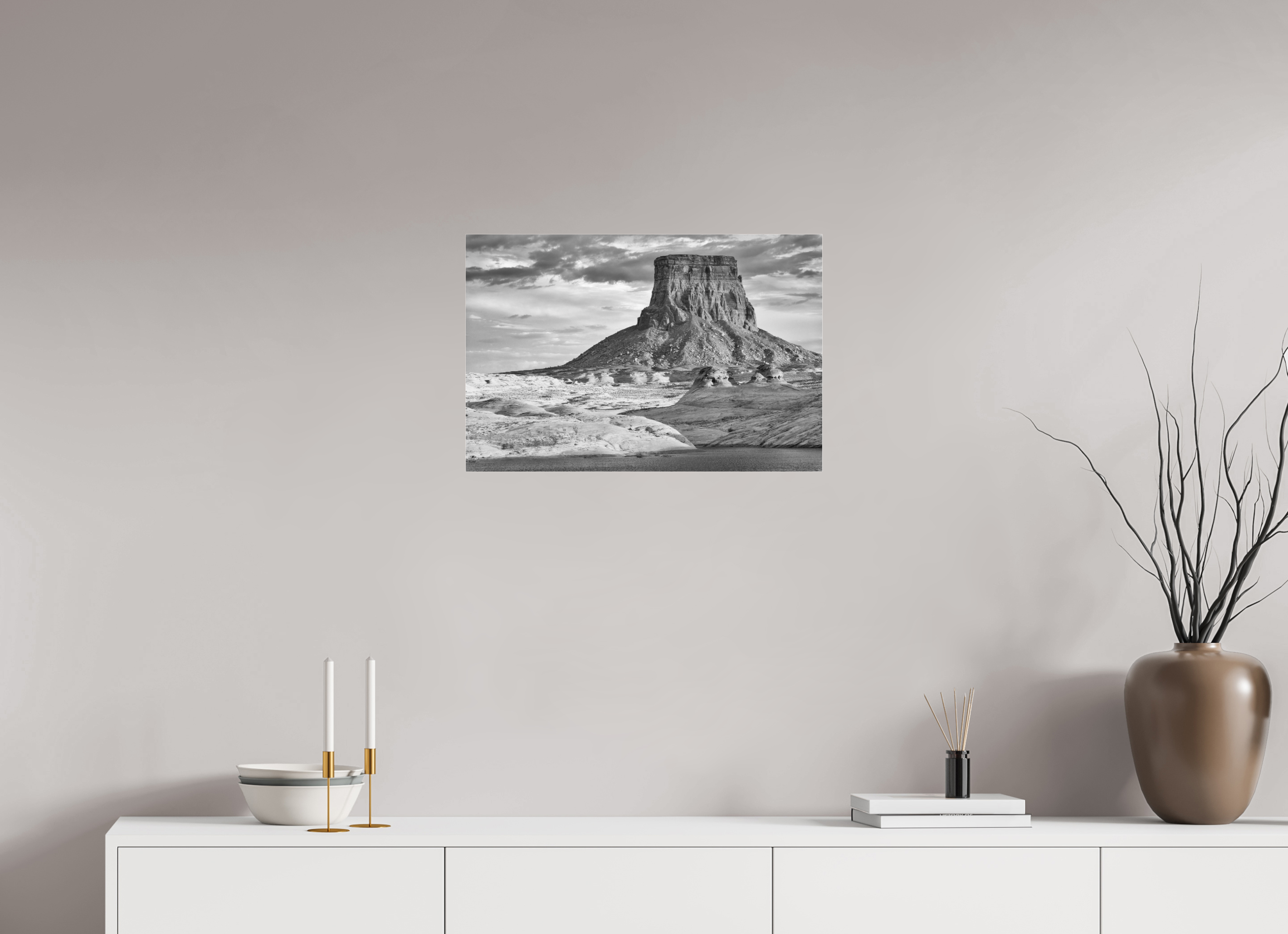 24 x 16″, Ilford B&W Under Acrylic: matte Last Light, Lake Powell